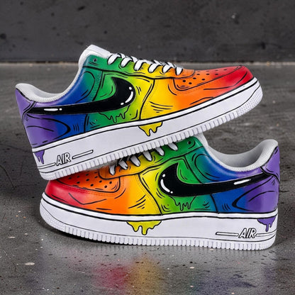 Red Comic Custom Cartoon Air Force 1 Sneakers – Hand Painted Streetwear AF1 Shoes