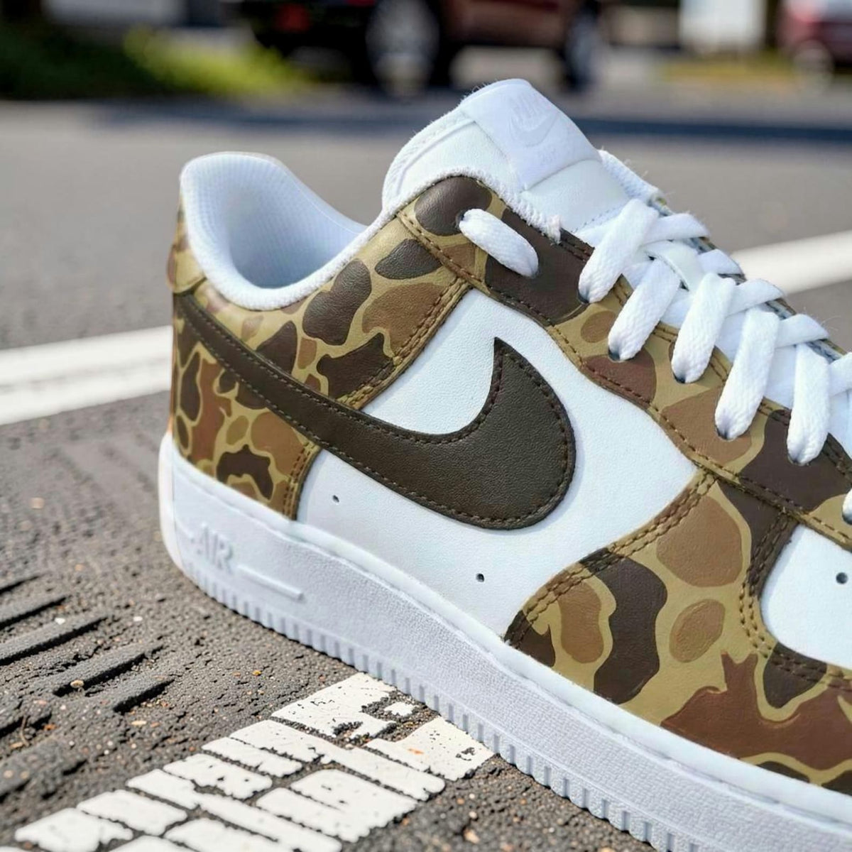 Custom Air Force 1 Camo Sneakers, AF1 Duck Camouflage Shoes, Hand Painted Streetwear Sneakers, Military Style Gift