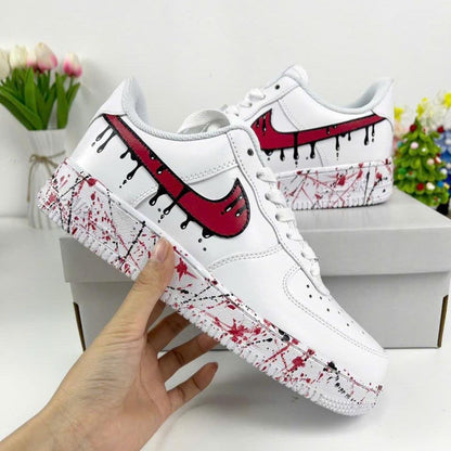 Pink Drip Splatter Custom Air Force 1 Sneakers – Hand Painted Streetwear AF1 Shoes