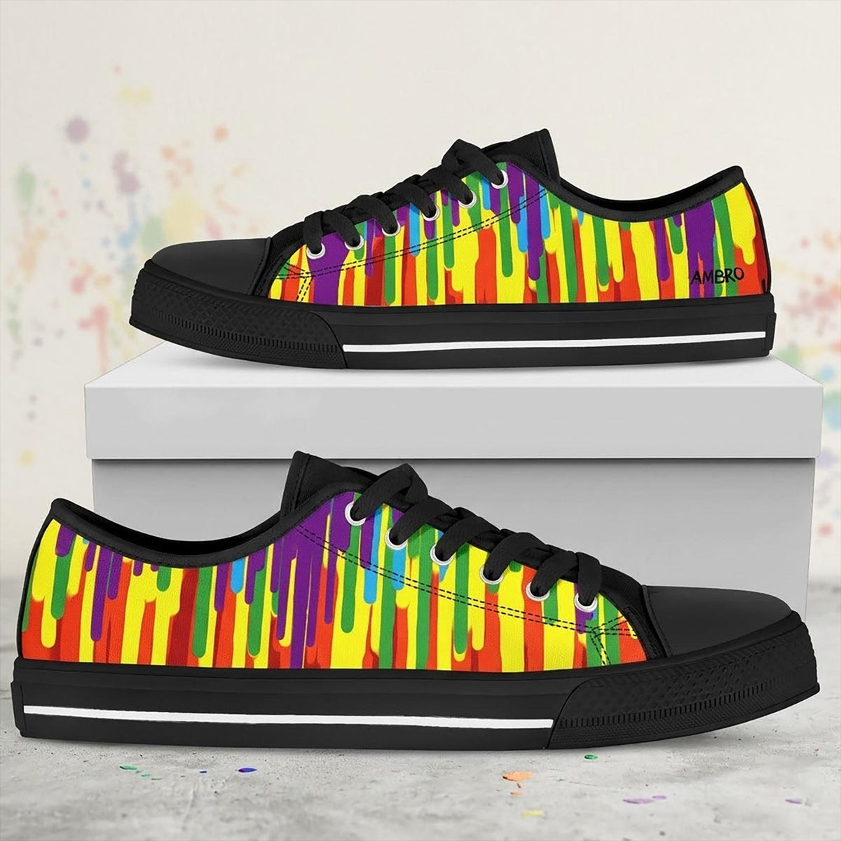 Colorful Drip Art Custom Sneakers, Paint Splatter Shoes For Women, Abstract Womens Sneakers, Artsy Running Shoes, Gift For Artists
