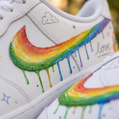 Custom Rainbow Swoosh Air Force 1 Shoes, Hand Painted AF1 Sneakers, Love Doodle Pride Kicks, Colorful Gift For Sneaker Lovers, Unique Gift