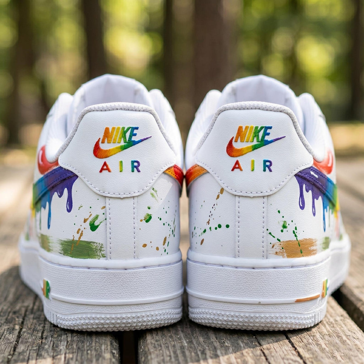 Custom Rainbow Brush Drip Air Force 1 Shoes, Hand Painted AF1 Sneakers, Colorful Pride Swoosh Kicks, Unique Streetwear Gift For Sneaker Fans