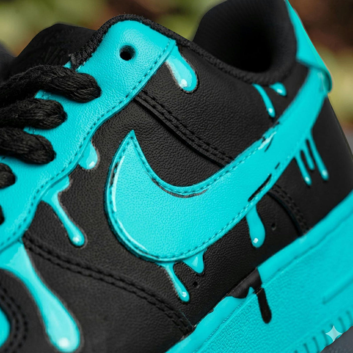 Custom Light Blue Drip Air Force 1 Sneakers, Hand-Painted AF1 Shoes