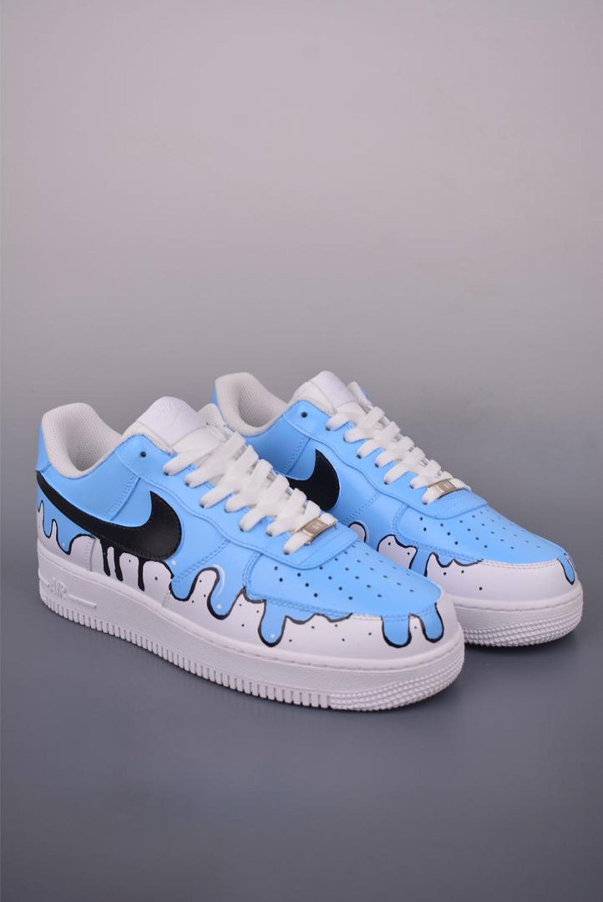 Custom Air force 1 blue drip paint gift Handpainted sneakers for y2k fans perfect gift for unique people , paint drip shoes sneakers paint