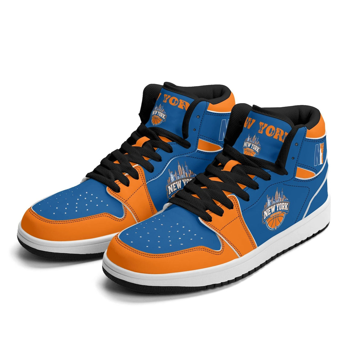New York Basketball Team Sneakers for Men & Women New York Fan Team Themed Basketball Sport Shoes Blue Orange Custom Kicks NYC Gifts