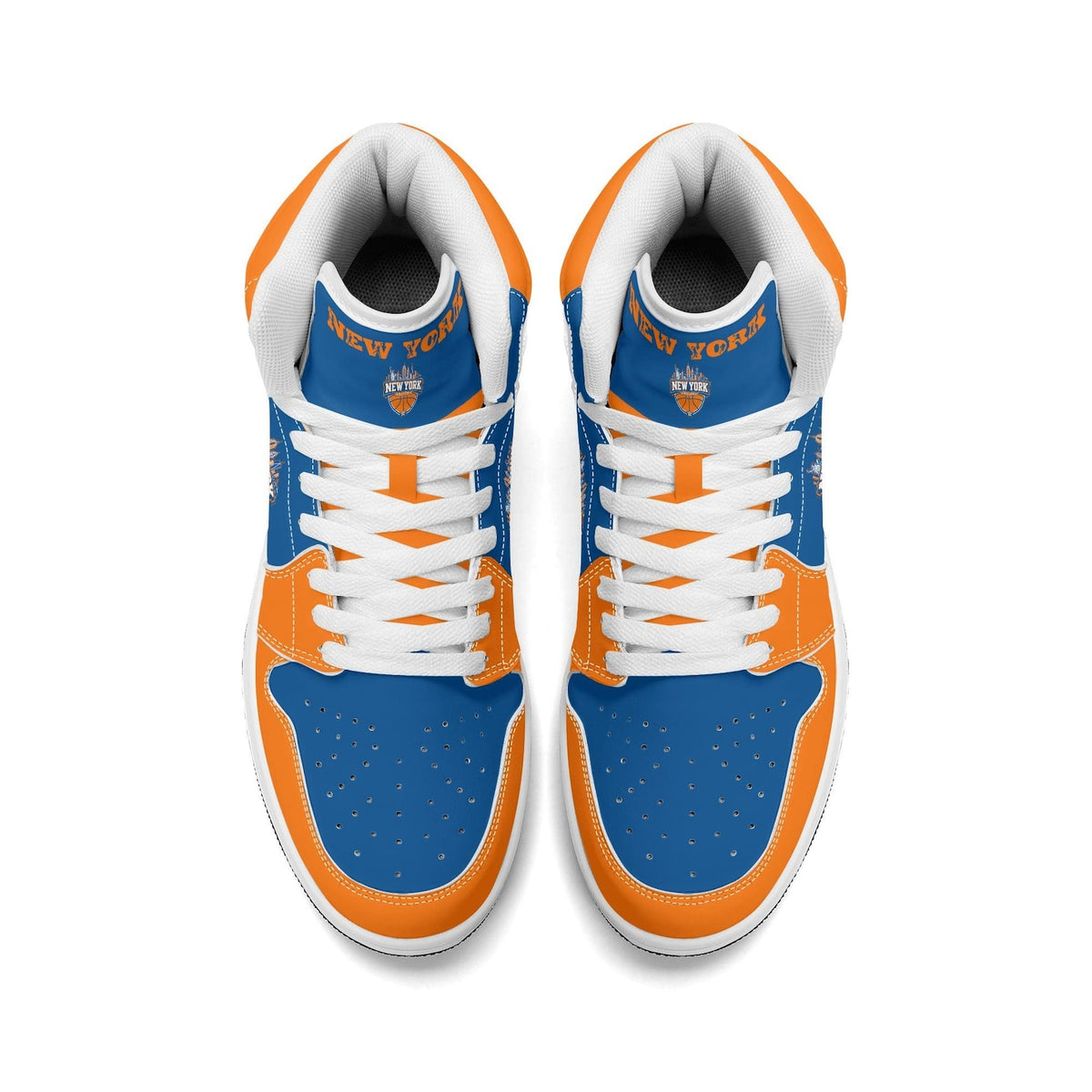 New York Basketball Team Sneakers for Men & Women New York Fan Team Themed Basketball Sport Shoes Blue Orange Custom Kicks NYC Gifts