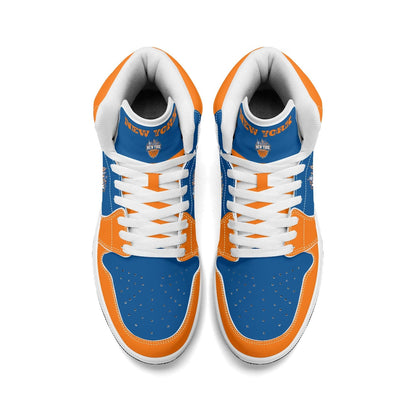 New York Basketball Team Sneakers for Men & Women New York Fan Team Themed Basketball Sport Shoes Blue Orange Custom Kicks NYC Gifts