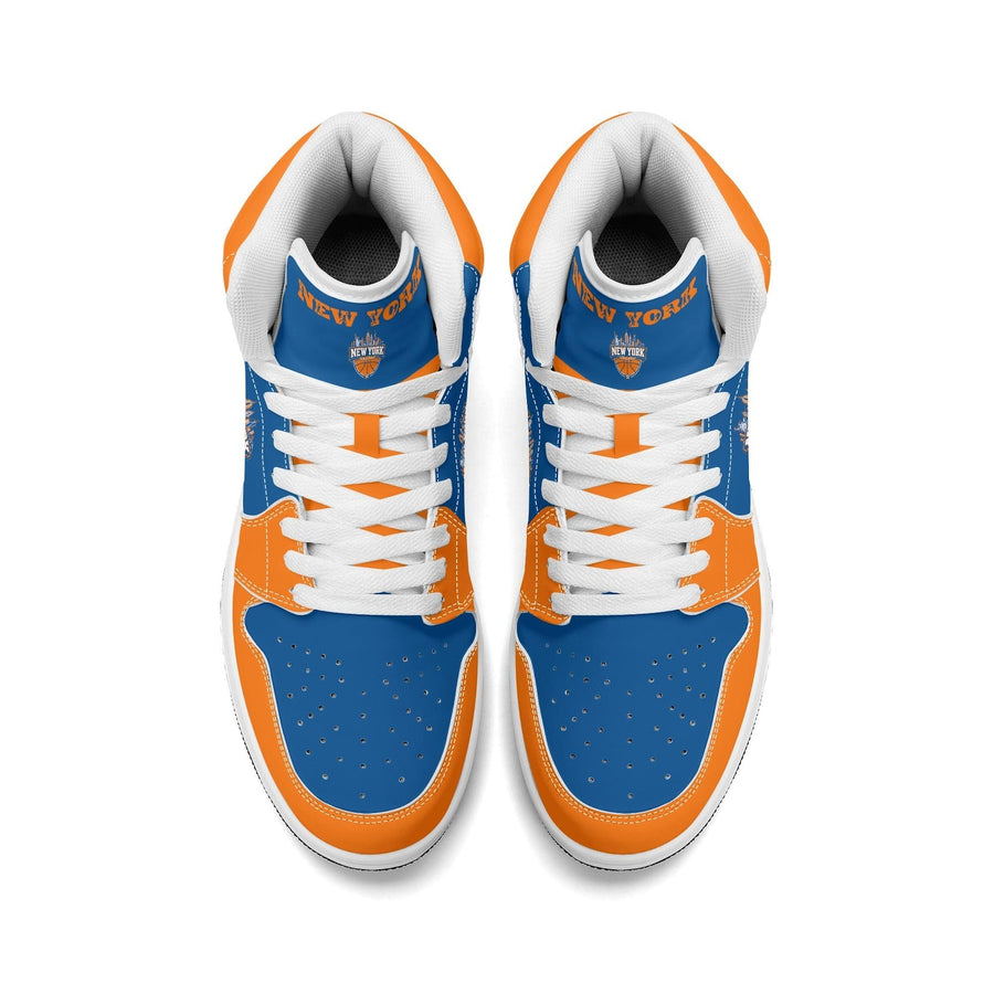 New York Basketball Team Sneakers for Men & Women New York Fan Team Themed Basketball Sport Shoes Blue Orange Custom Kicks NYC Gifts