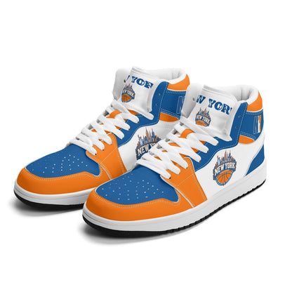 New York Basketball Team Sneakers for Men & Women New York Fan Team Themed Basketball Sport Shoes Blue Orange Custom Kicks NYC Gifts