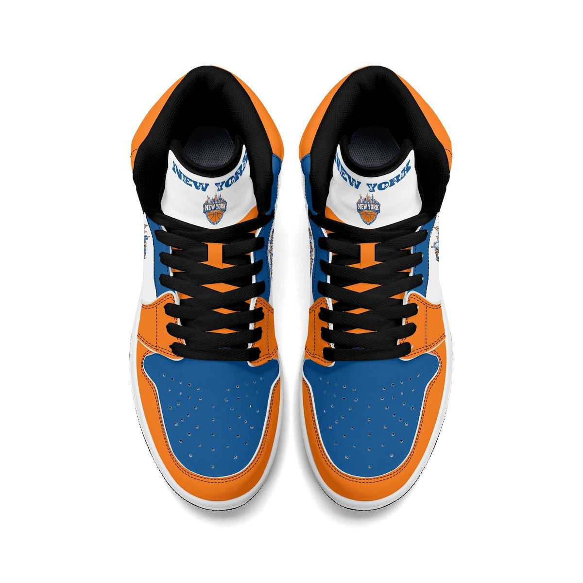 New York Basketball Team Sneakers for Men & Women New York Fan Team Themed Basketball Sport Shoes Blue Orange Custom Kicks NYC Gifts
