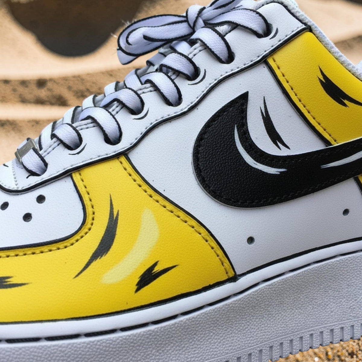Yellow Comic Custom Cartoon Air Force 1 Sneakers – Hand Painted Streetwear AF1 Shoes