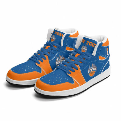 New York Basketball Team Sneakers for Men & Women New York Fan Team Themed Basketball Sport Shoes Blue Orange Custom Kicks NYC Gifts