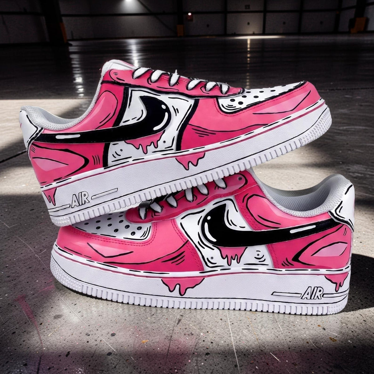 Red Comic Custom Cartoon Air Force 1 Sneakers – Hand Painted Streetwear AF1 Shoes