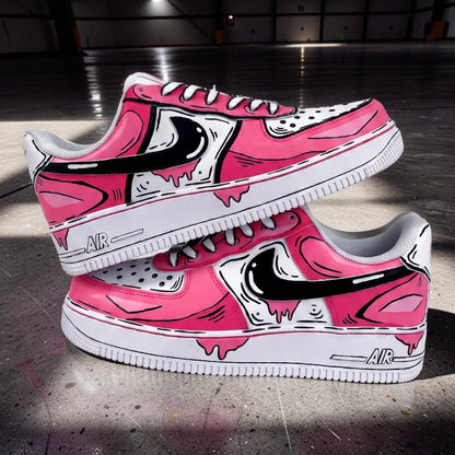 Red Comic Custom Cartoon Air Force 1 Sneakers – Hand Painted Streetwear AF1 Shoes