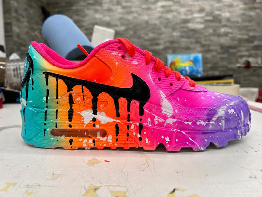 Air Max 90 LTR Customized Sneakers | Airbrushed - Handpainted with Sunset Pink style | Custom Shoes | Fully Painted Without Masking