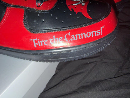 Custom Hand-Painted Red & Black Street wear Tampa Bay AF1’s (Free crease Guard Included)
