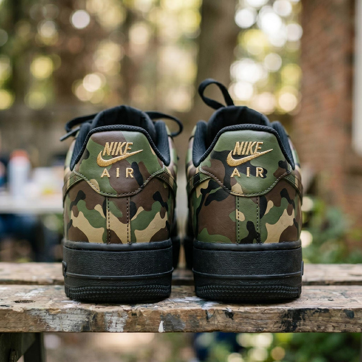 Custom Black Camo AF1 Sneakers, Hand Painted Camouflage Shoes, Tactical Streetwear Sneakers, Military Style Air Force One Gift