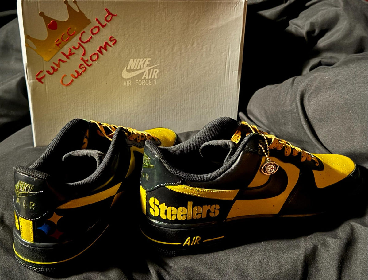 Custom Hand-Painted Team Sports Street wear Pitssburg Steelers AF1’s (Free crease Guard Included).