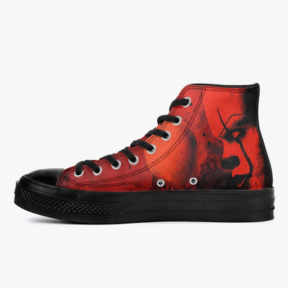 Pennywise High Top Shoes Horror Sneakers Creepy Clown Gothic Footwear Halloween Shoes Horror Fan Gift Red High Tops