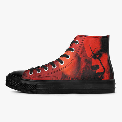 Pennywise High Top Shoes Horror Sneakers Creepy Clown Gothic Footwear Halloween Shoes Horror Fan Gift Red High Tops