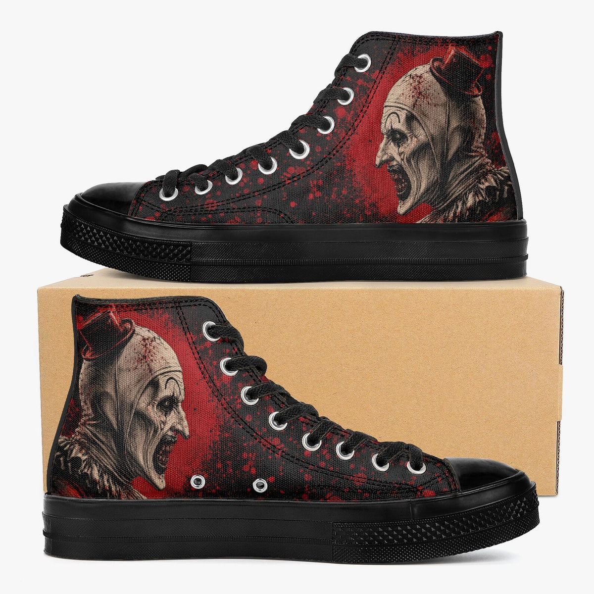 Art The Clown High Top Sneakers Horror Shoes Terrifier Inspired Footwear Killer Clown Sneakers Halloween Horror Fan Gift