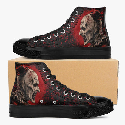 Art The Clown High Top Sneakers Horror Shoes Terrifier Inspired Footwear Killer Clown Sneakers Halloween Horror Fan Gift
