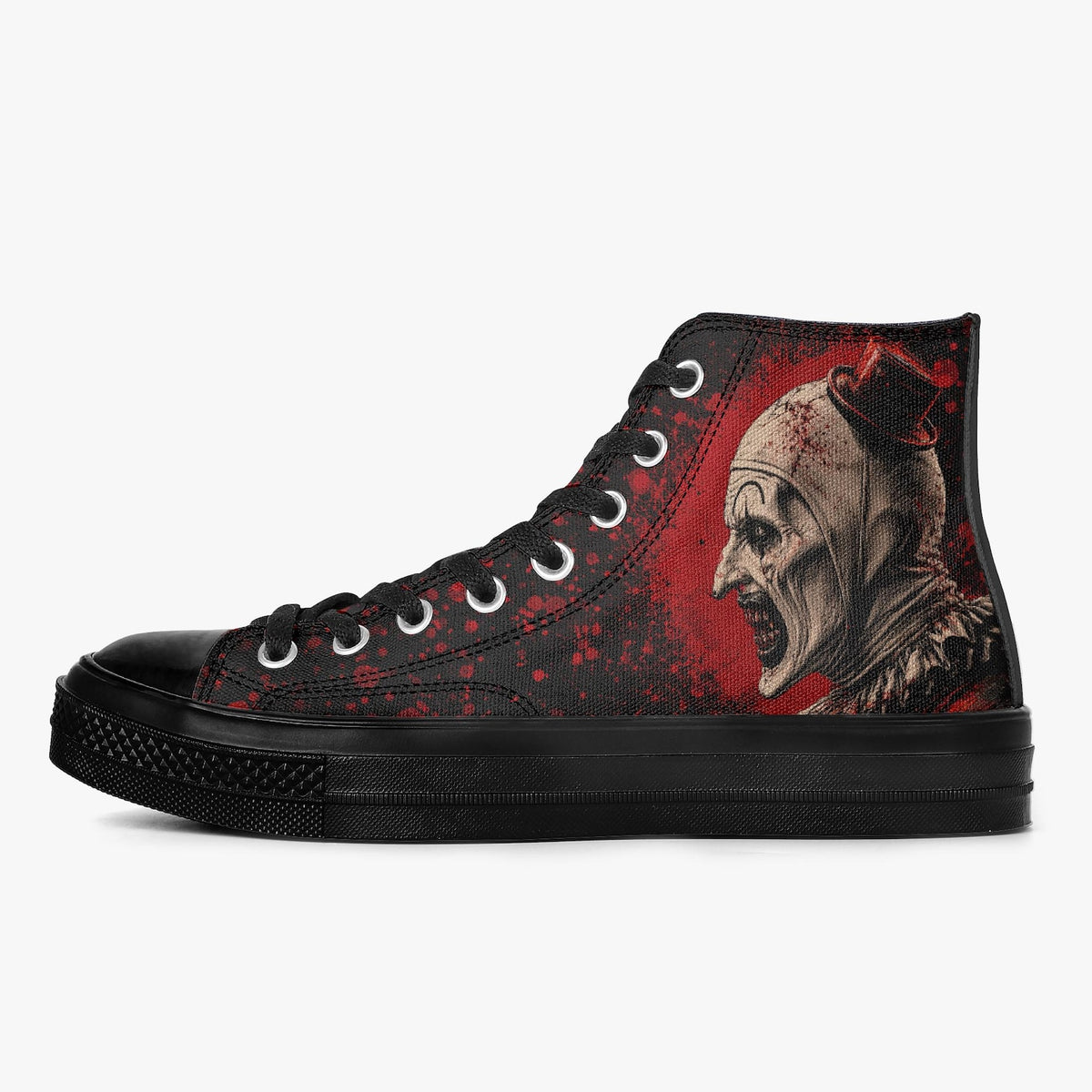 Art The Clown High Top Sneakers Horror Shoes Terrifier Inspired Footwear Killer Clown Sneakers Halloween Horror Fan Gift