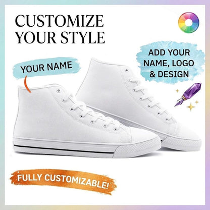 Custom Canvas Shoes White, Personalized Printed Canvas Shoes, Custom Design Sneakers, Name or Logo Canvas Shoes, Unique Gift Idea
