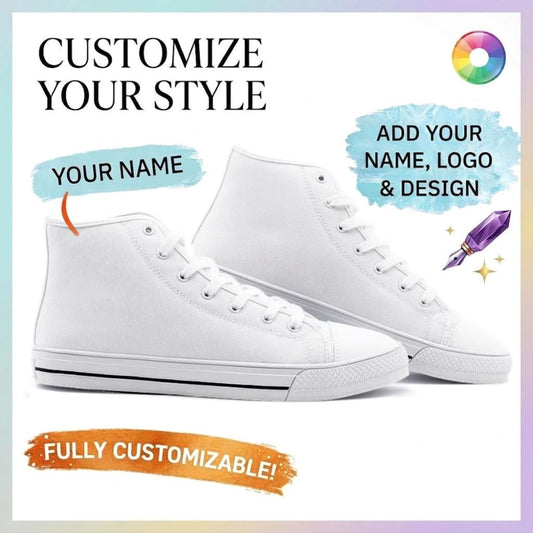 Custom Canvas Shoes White, Personalized Printed Canvas Shoes, Custom Design Sneakers, Name or Logo Canvas Shoes, Unique Gift Idea