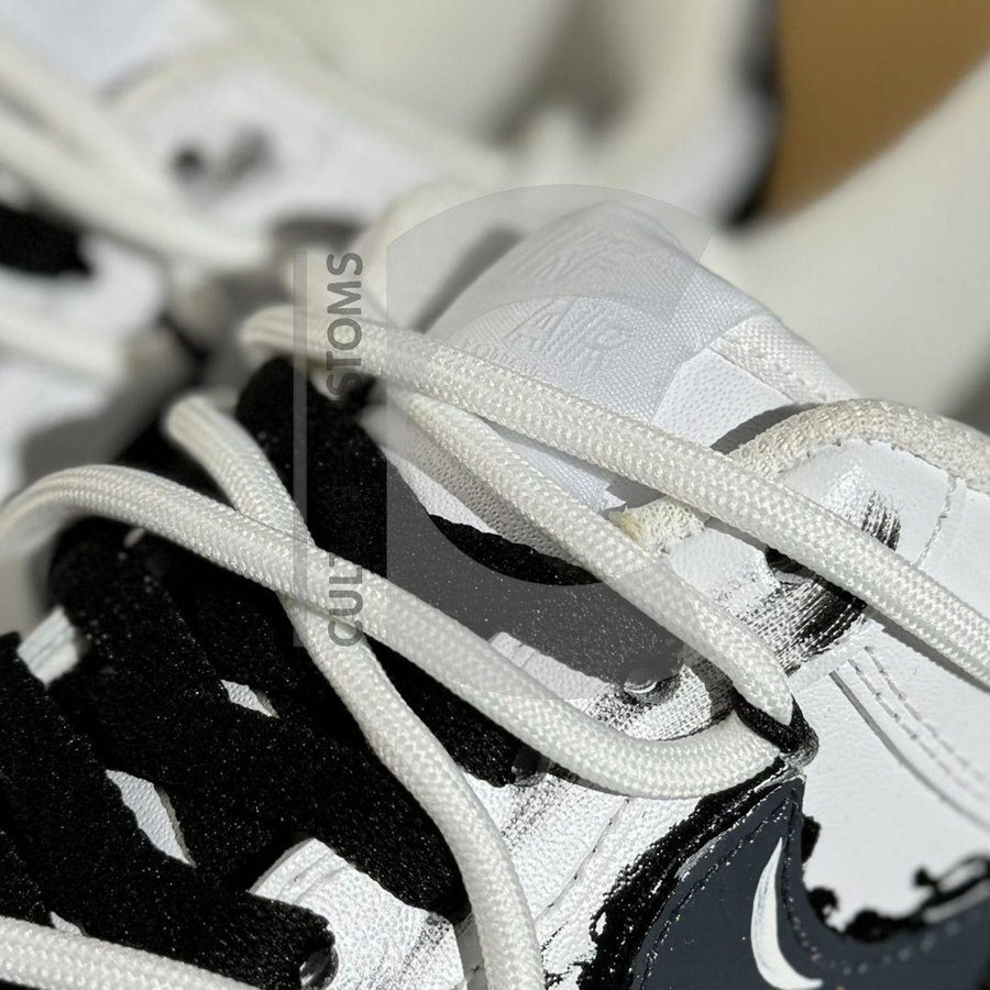 Custom Air force one Handpainted anime style japanese grey cross painted and white design for streetwear lovers