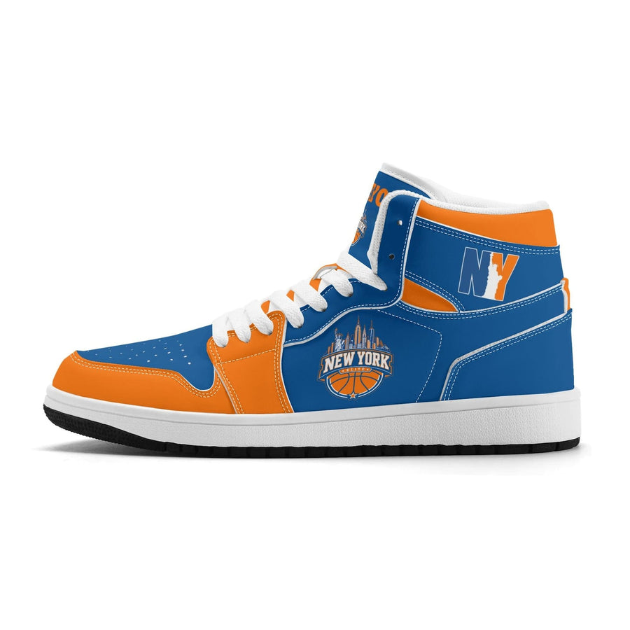 New York Basketball Team Sneakers for Men & Women New York Fan Team Themed Basketball Sport Shoes Blue Orange Custom Kicks NYC Gifts