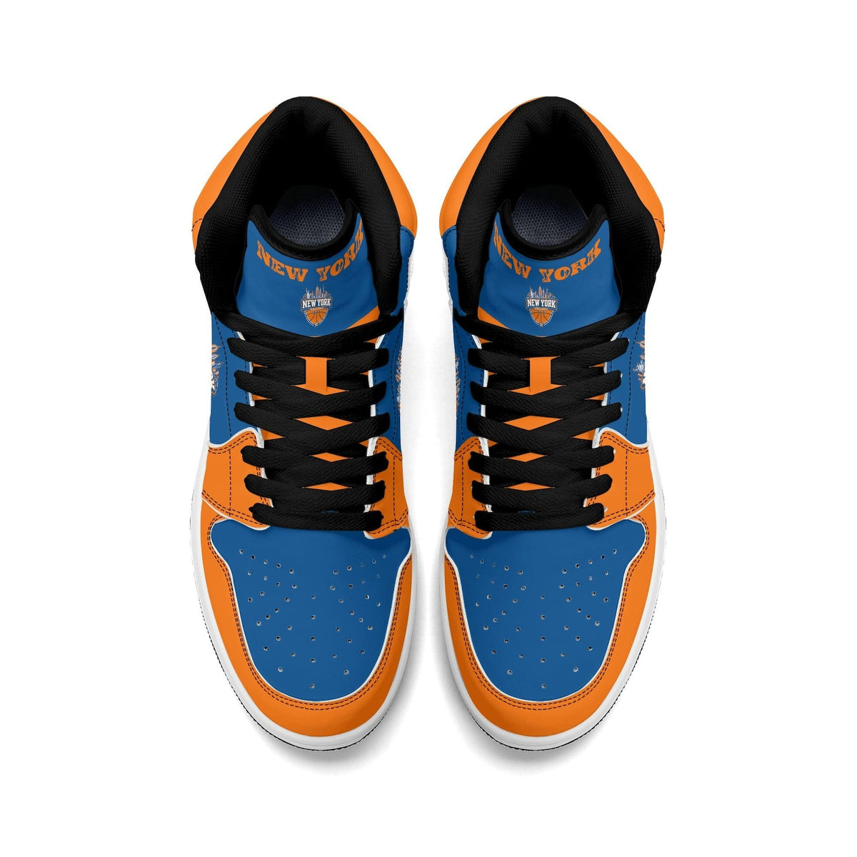 New York Basketball Team Sneakers for Men & Women New York Fan Team Themed Basketball Sport Shoes Blue Orange Custom Kicks NYC Gifts