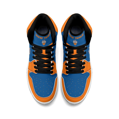New York Basketball Team Sneakers for Men & Women New York Fan Team Themed Basketball Sport Shoes Blue Orange Custom Kicks NYC Gifts