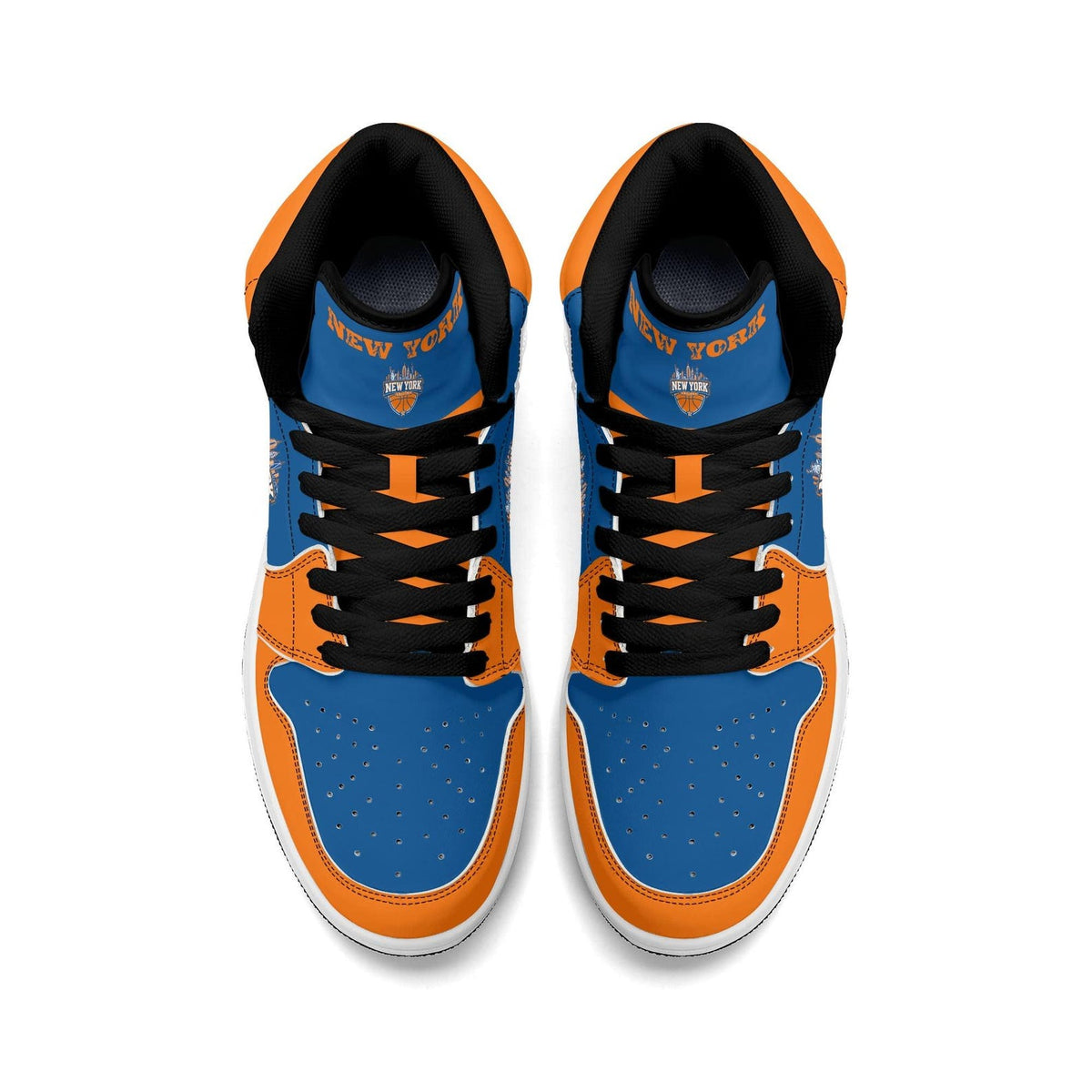 New York Basketball Team Sneakers for Men & Women New York Fan Team Themed Basketball Sport Shoes Blue Orange Custom Kicks NYC Gifts
