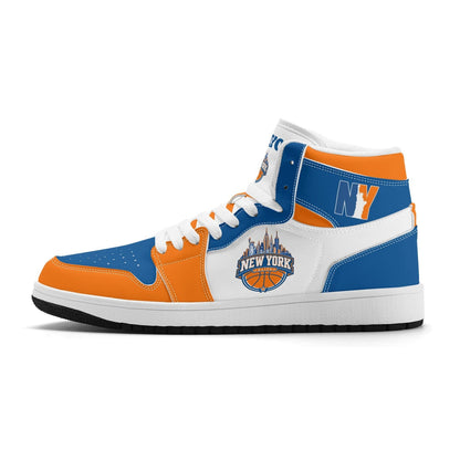 New York Basketball Team Sneakers for Men & Women New York Fan Team Themed Basketball Sport Shoes Blue Orange Custom Kicks NYC Gifts