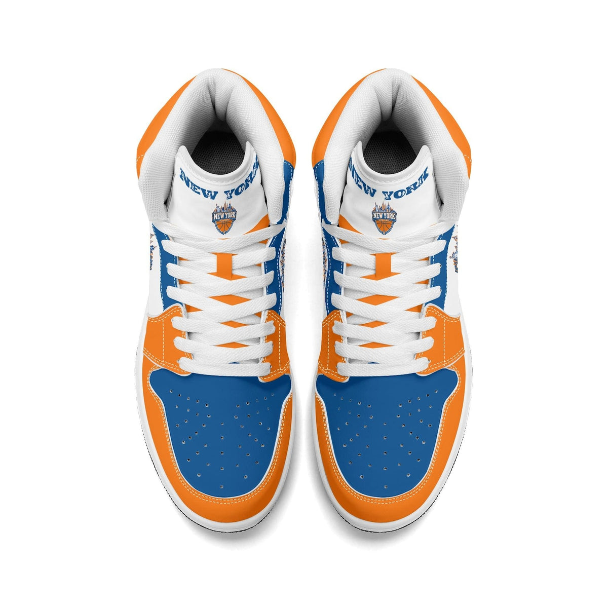 New York Basketball Team Sneakers for Men & Women New York Fan Team Themed Basketball Sport Shoes Blue Orange Custom Kicks NYC Gifts