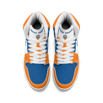 New York Basketball Team Sneakers for Men & Women New York Fan Team Themed Basketball Sport Shoes Blue Orange Custom Kicks NYC Gifts