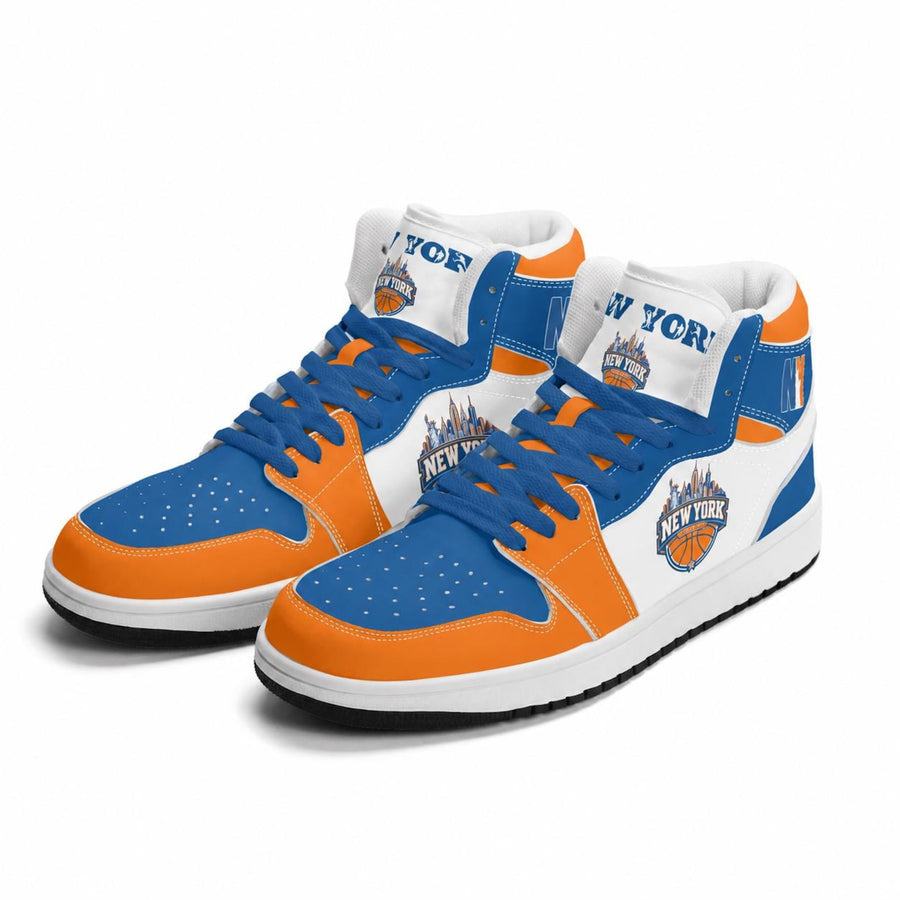 New York Basketball Team Sneakers for Men & Women New York Fan Team Themed Basketball Sport Shoes Blue Orange Custom