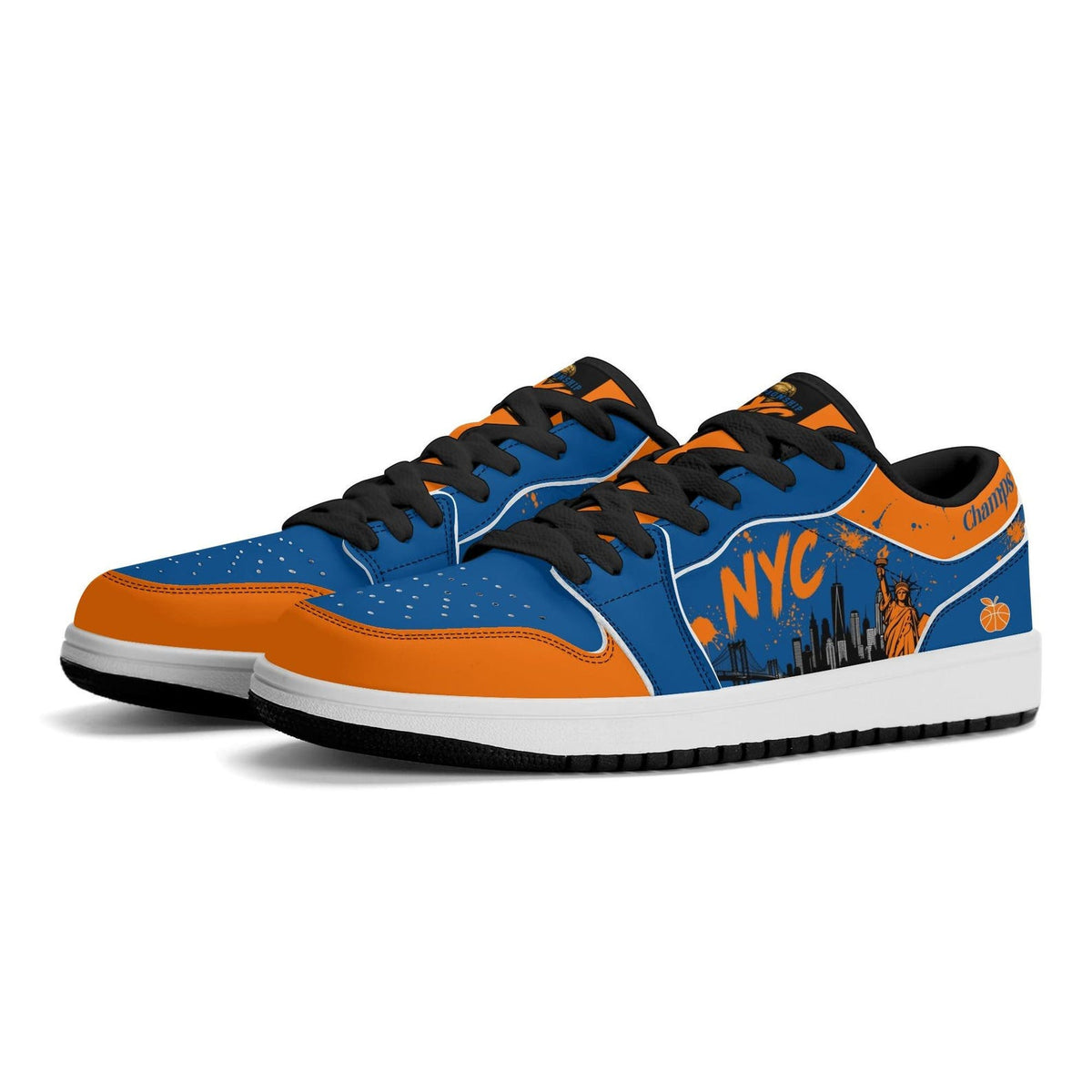New York Basketball Team Sneakers for Men & Women New York Fan Team Basketball Champs Sport Shoes Blue Orange Low Top Custom Kicks NYC Gifts