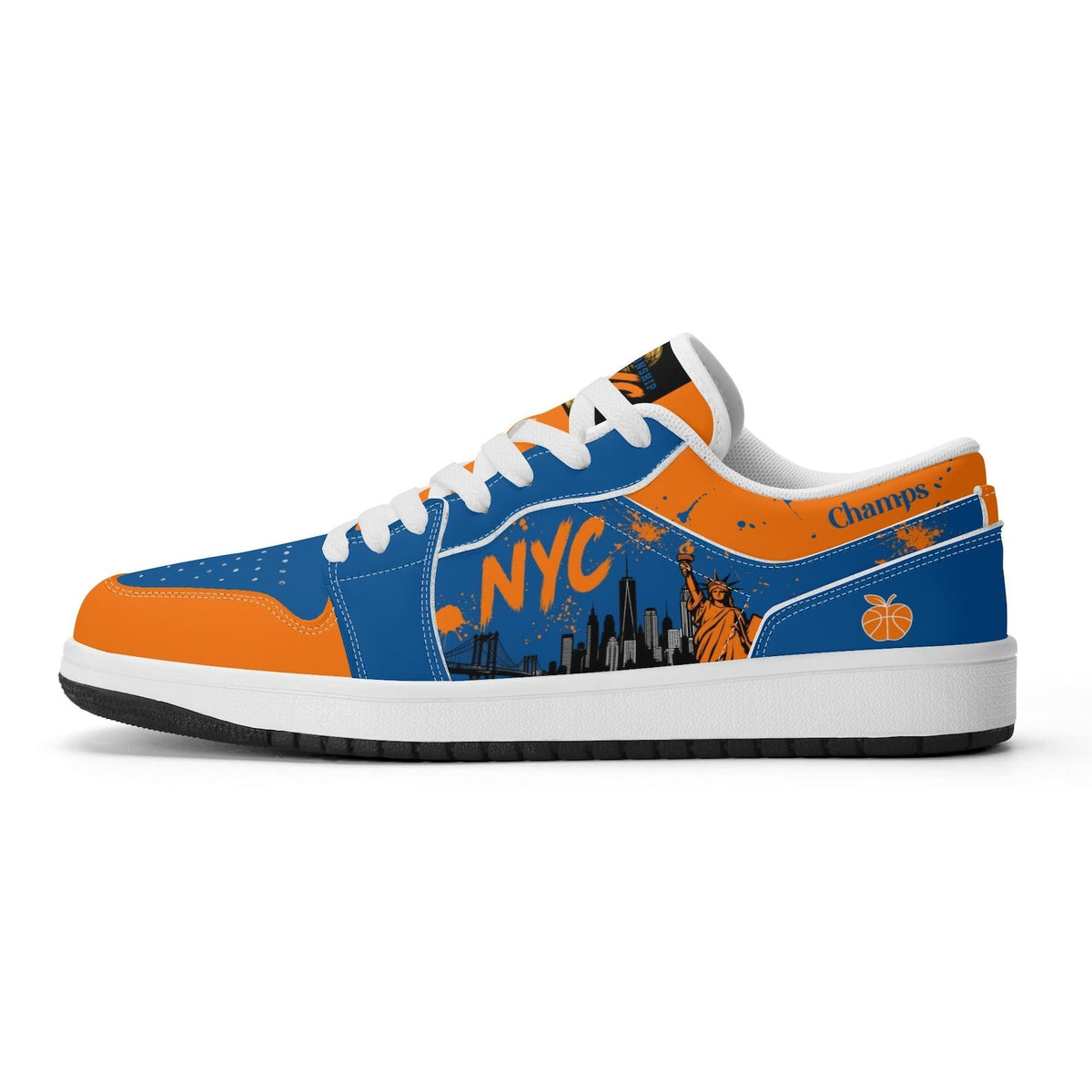New York Basketball Team Sneakers for Men & Women New York Fan Team Basketball Champs Sport Shoes Blue Orange Low Top Custom Kicks NYC Gifts