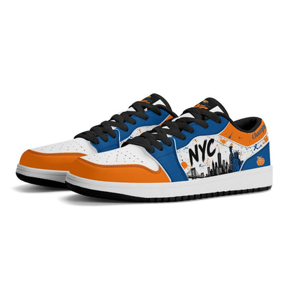 New York Basketball Team Sneakers for Men & Women New York Fan Team Basketball Champs Sport Shoes Blue Orange Low Top White Kicks NYC Gifts