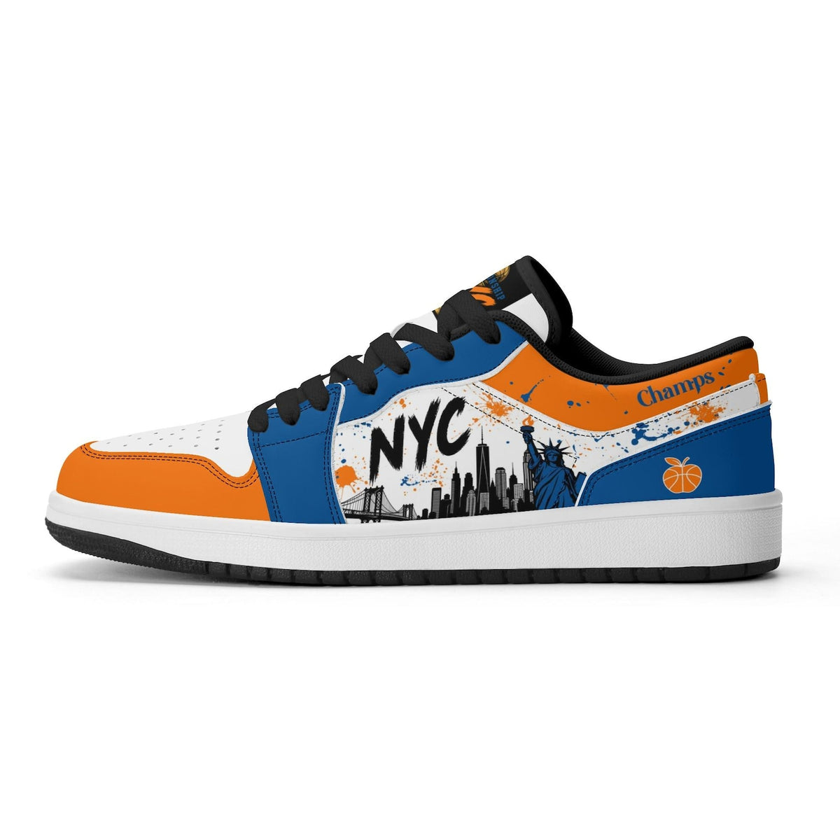 New York Basketball Team Sneakers for Men & Women New York Fan Team Basketball Champs Sport Shoes Blue Orange Low Top White Kicks NYC Gifts