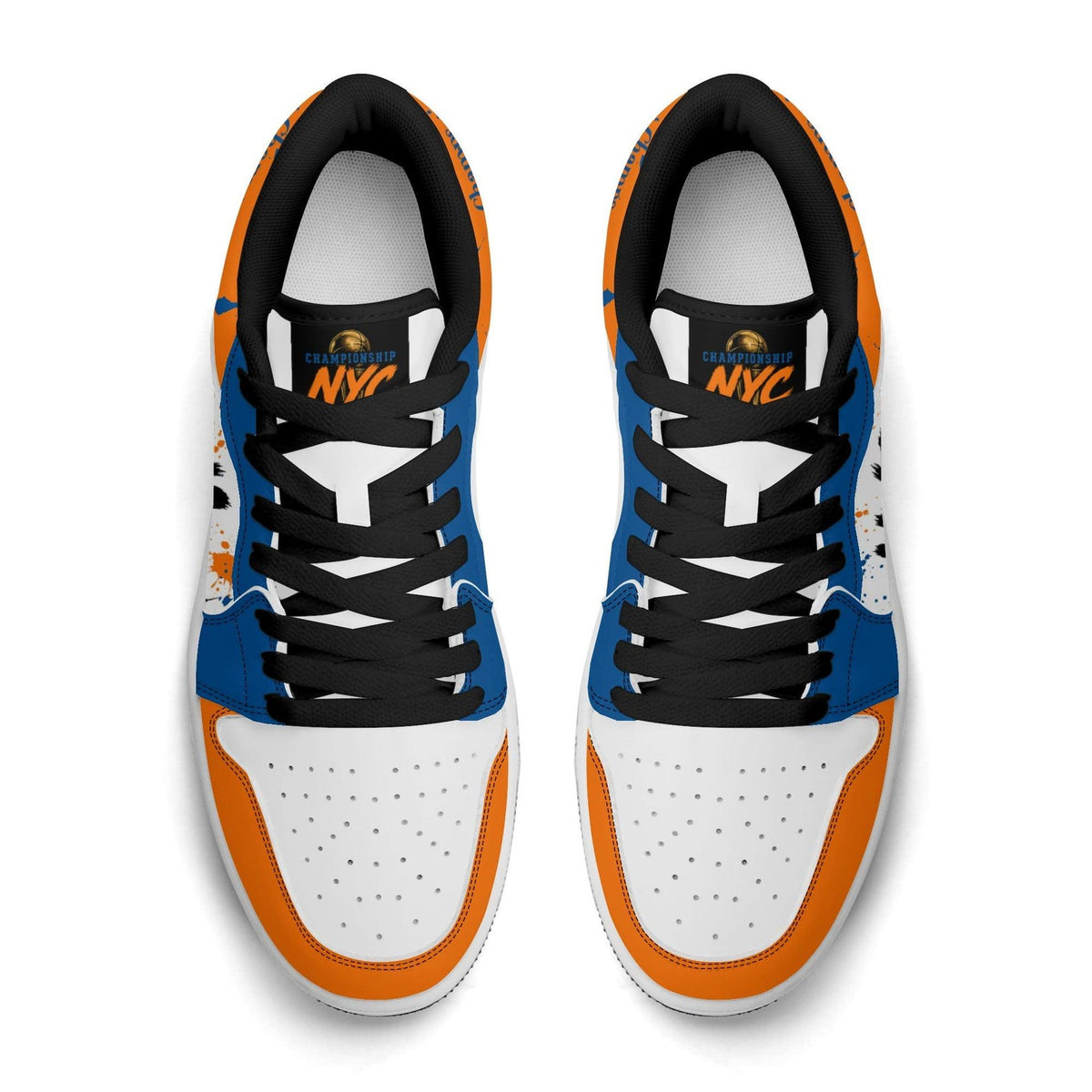 New York Basketball Team Sneakers for Men & Women New York Fan Team Basketball Champs Sport Shoes Blue Orange Low Top White Kicks NYC Gifts