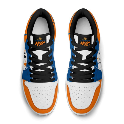 New York Basketball Team Sneakers for Men & Women New York Fan Team Basketball Champs Sport Shoes Blue Orange Low Top White Kicks NYC Gifts