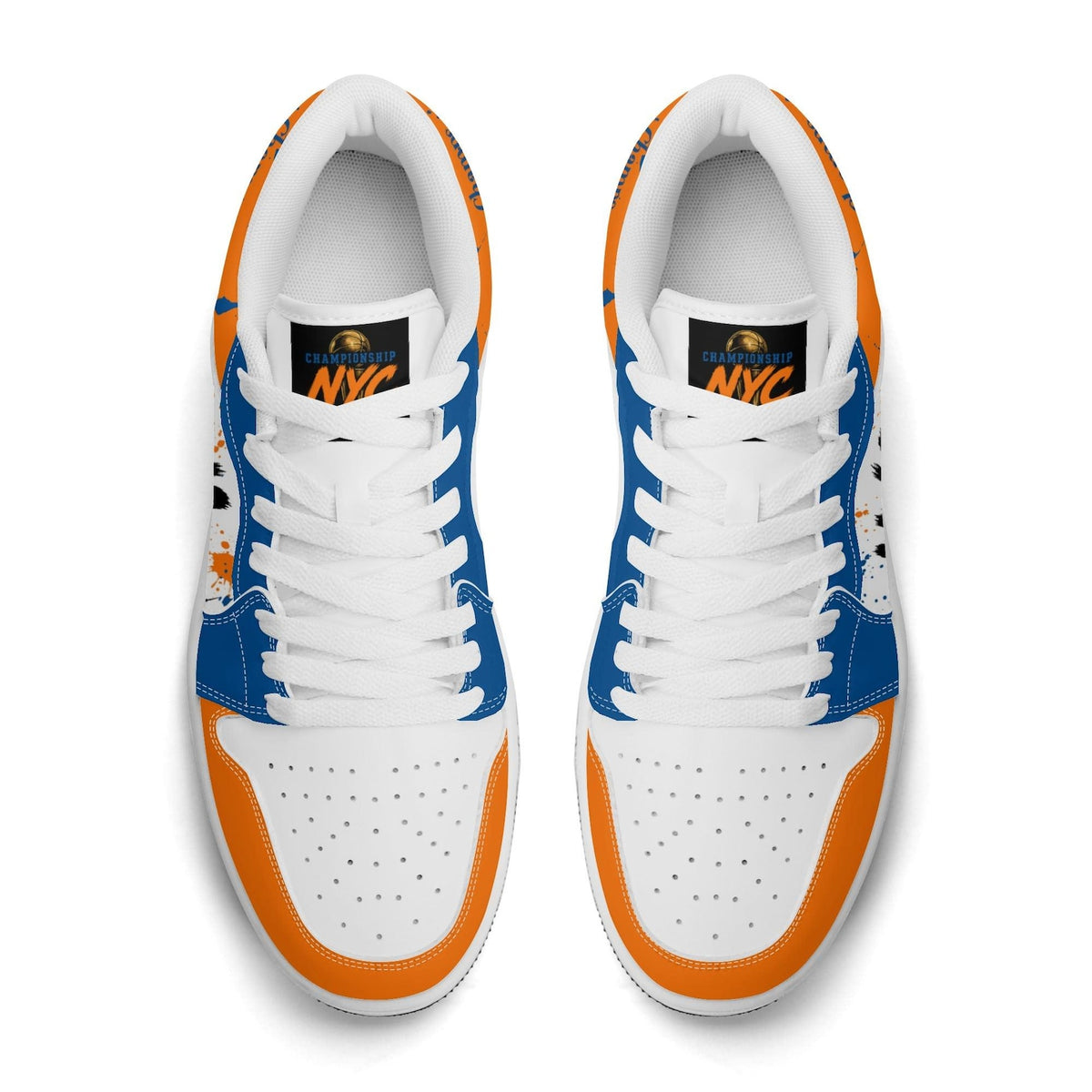 New York Basketball Team Sneakers for Men & Women New York Fan Team Basketball Champs Sport Shoes Blue Orange Low Top White Kicks NYC Gifts