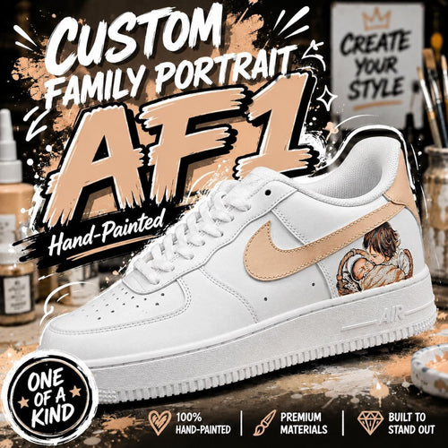 Custom Family Portrait AF1 Sneakers, Personalized Mom Baby Air Force 1 Shoes, Hand Painted Photo Sneakers, Mother’s Day Gift