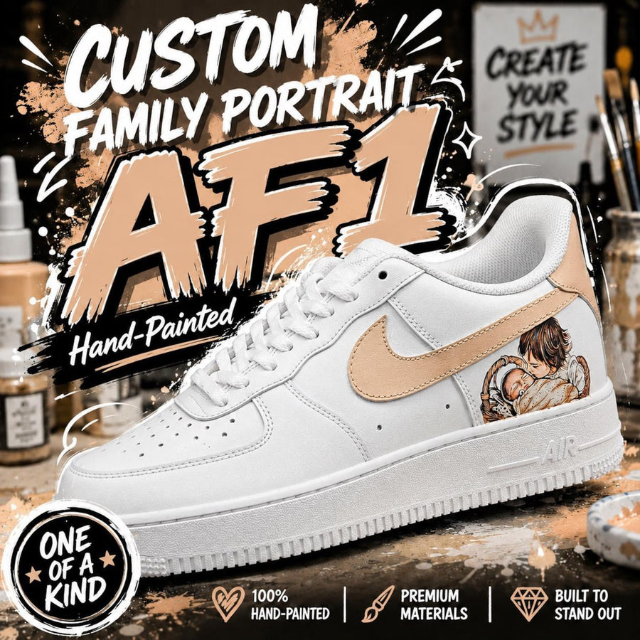 Custom Family Portrait AF1 Sneakers, Personalized Mom Baby Air Force 1 Shoes, Hand Painted Photo Sneakers, Mother’s Day Gift
