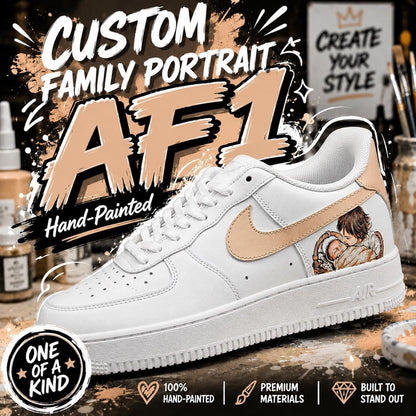 Custom Family Portrait AF1 Sneakers, Personalized Mom Baby Air Force 1 Shoes, Hand Painted Photo Sneakers, Mother’s Day Gift
