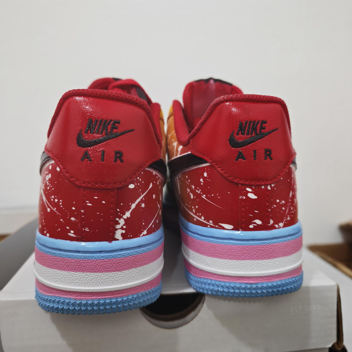 Limited Size Sale - Custom Rainbow Paint Splatter AF1 Sneakers, Colorful Hand Painted Air Force 1 Shoes, Bright Drip Sneakers