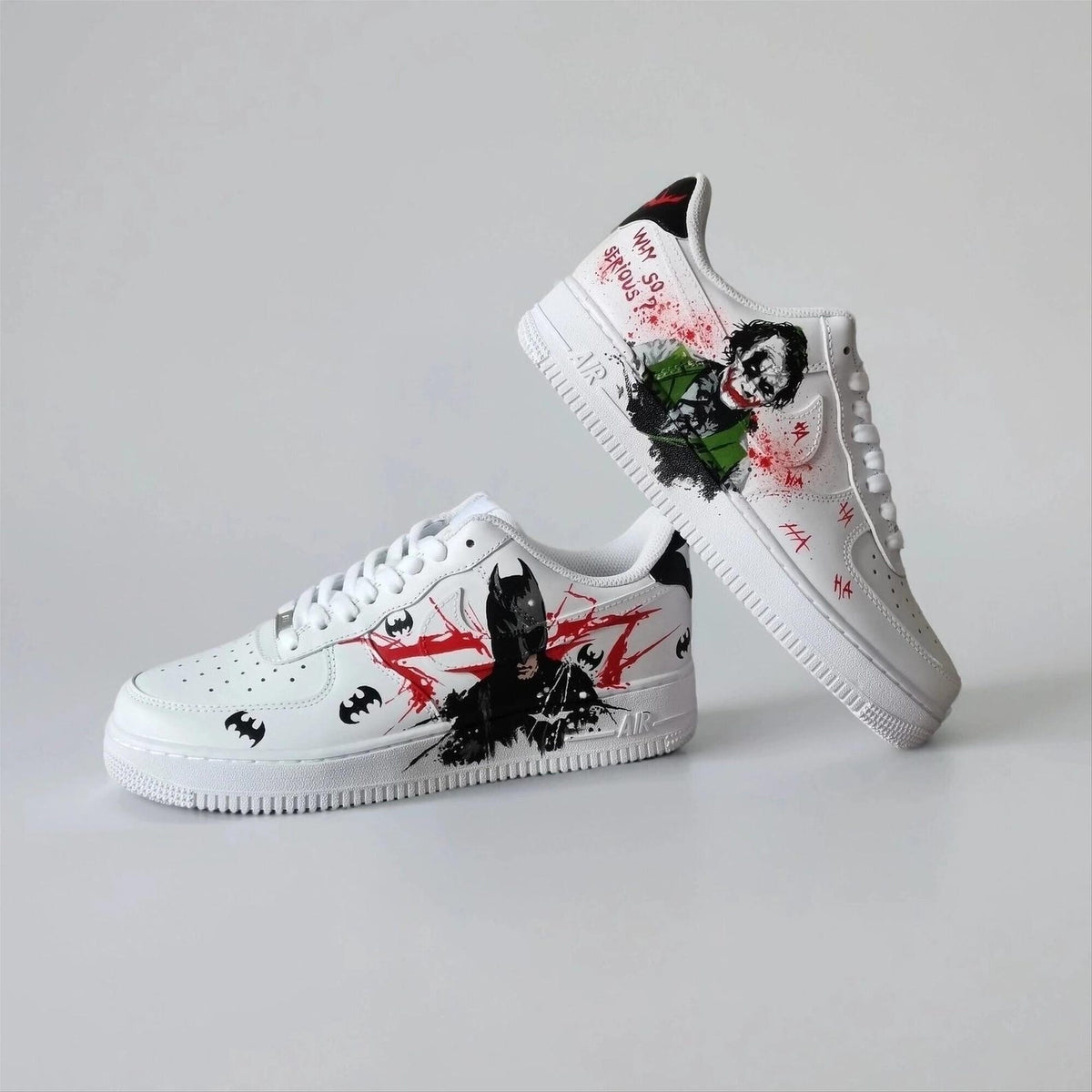 Custom-Made White Comics Sneakers Hand-Painted Unique AF1 Superhero-Villain Sneakers, Birthday Gift